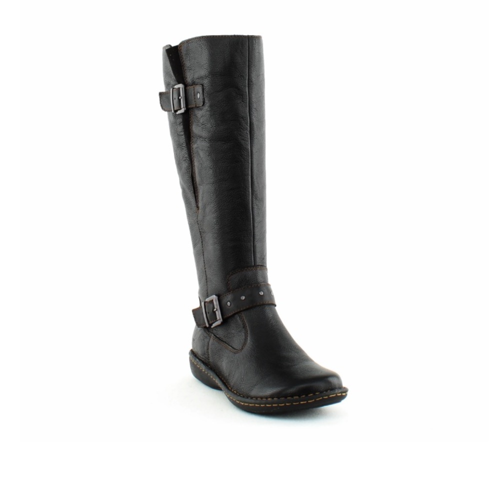 B.O.C Womens Austin Wide Calf Flat Leather Closed Toe Knee High Riding Boots